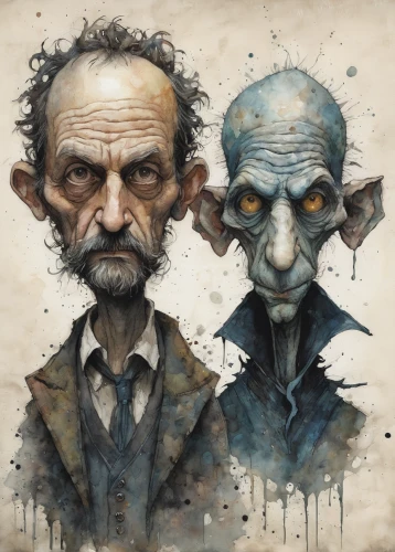 old couple,old age,geppetto,gothic portrait,old man,wright brothers,elderly man,fantasy portrait,old human,game illustration,two face,ventriloquist,sci fiction illustration,sherlock holmes,lokportrait,aging,fantasy art,old person,theoretician physician,vamps,Illustration,Abstract Fantasy,Abstract Fantasy 18