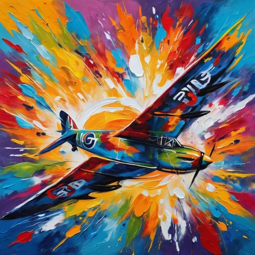 north american p-51 mustang,tucano-toco,supermarine spitfire,aerobatic,sukhoi su-27,supersonic fighter,mikoyan mig-29,propeller,corsair,sukhoi su-35bm,kamikaze,republic p-47 thunderbolt,jet,turboprop,painting technique,fighter jet,sukhoi su-30mkk,breda ba.88,aero l-39 albatros,martini,Conceptual Art,Oil color,Oil Color 22