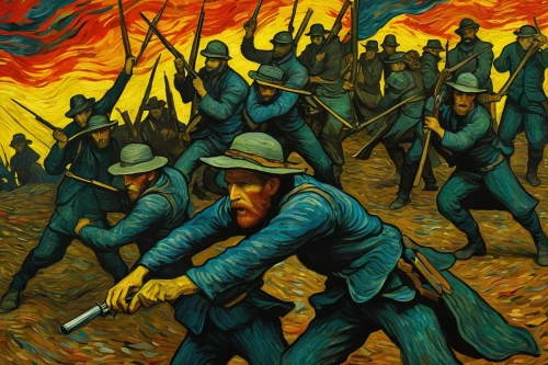 forest workers,patrol,anzac day,forced labour,may day,mexican revolution,first world war,wall,the war,world war 1,the labor,anzac,david bates,cleanup,miners,workers,war,infantry,soldiers,post impressionism,Art,Artistic Painting,Artistic Painting 03