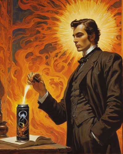 dark 'n' stormy,flaming sambuca,flickering flame,thomas jefferson,alchemy,founding,conjure up,burns,smouldering torches,priesthood,lucus burns,abraham lincoln,flaming torch,fire artist,freemasonry,blowtorch,candlemaker,energy drink,energy drinks,twelve apostle,Illustration,Retro,Retro 01