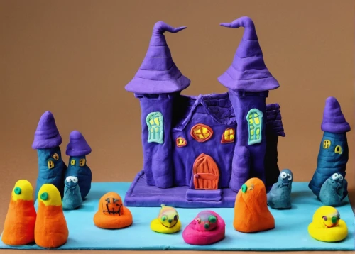 candy cauldron,marzipan figures,halloween ghosts,play-doh,halloween pumpkin gifts,advent candles,witch house,halloween cookies,witches' hats,witch's house,fairy house,play doh,play dough,haunted castle,whipped cream castle,sacrificial candles,ghost castle,clay animation,basil's cathedral,haunted cathedral,Unique,3D,Clay