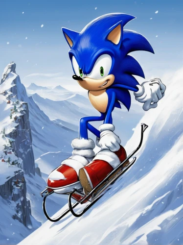 sonic the hedgehog,gnome skiing,snowboarding,christmas skiing,sledding,ski race,ski,alpine skiing,speed skiing,snowboarder,snowboard,ice racing,cross-country skiing,snowmobile,monoski,snowkiting,snow slope,edit icon,sega,skiing,Illustration,Abstract Fantasy,Abstract Fantasy 23