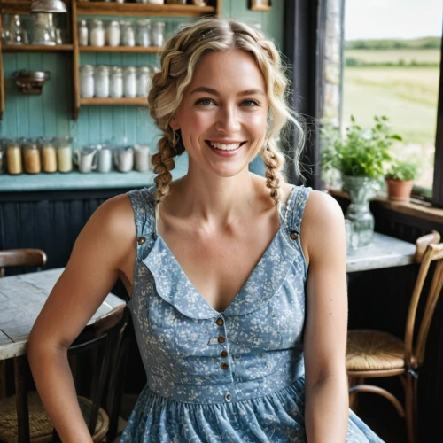 sarah walker,country dress,denim jumpsuit,waitress,vintage dress,yvonne strahovski,blue dress,a girl in a dress,cocktail dress,milkmaid,farm girl,swedish german,southern belle,girl in overalls,elsa,jane austen,woman at cafe,barista,girl in a long dress,garanaalvisser,Photography,Fashion Photography,Fashion Photography 23