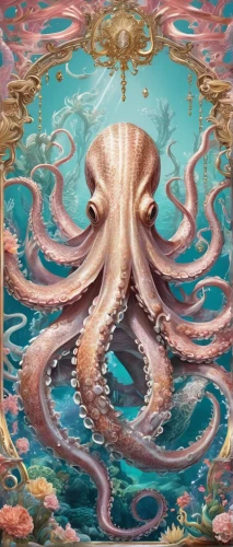 pink octopus,octopus,kraken,octopus tentacles,cephalopod,fun octopus,god of the sea,tentacles,sea god,cephalopods,silver octopus,giant squid,nautilus,under sea,calamari,the bottom of the sea,cuthulu,house of the sea,coral guardian,fantasia,Conceptual Art,Fantasy,Fantasy 24