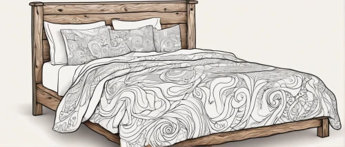 bed frame,bed linen,bedding,bed skirt,canopy bed,patterned wood decoration,four-poster,duvet cover,comforter,sleeper chair,infant bed,art nouveau design,wood wool,danish furniture,bed,shabby-chic,four poster,bed sheet,paisley pattern,mattress pad,Illustration,Black and White,Black and White 05