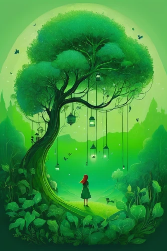 girl with tree,green tree,forest background,green forest,fairy forest,children's background,mushroom landscape,green wallpaper,green landscape,fairy world,forest tree,forest of dreams,magic tree,world digital painting,green background,the girl next to the tree,tree grove,celtic tree,green,green trees,Illustration,Abstract Fantasy,Abstract Fantasy 07