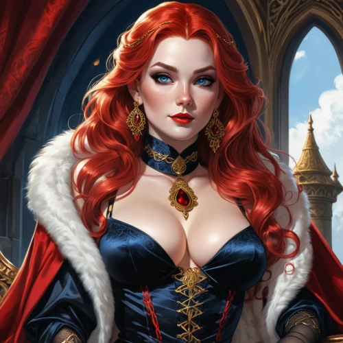 queen of hearts,fantasy portrait,fantasy art,celtic queen,venetia,sorceress,massively multiplayer online role-playing game,elza,fantasy woman,vampire lady,merida,game illustration,fantasy picture,vampire woman,fairy tale icons,gothic portrait,rosella,della,victorian lady,queen anne,Illustration,American Style,American Style 13