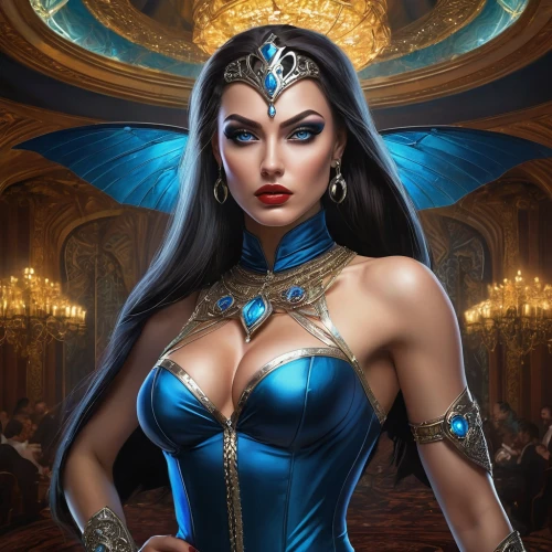 blue enchantress,fantasy art,cleopatra,sorceress,priestess,fantasy woman,queen of the night,goddess of justice,fantasy portrait,fantasy picture,celtic queen,jaya,artemisia,lady of the night,the enchantress,samara,athena,wonderwoman,sapphire,oriental princess,Conceptual Art,Fantasy,Fantasy 16