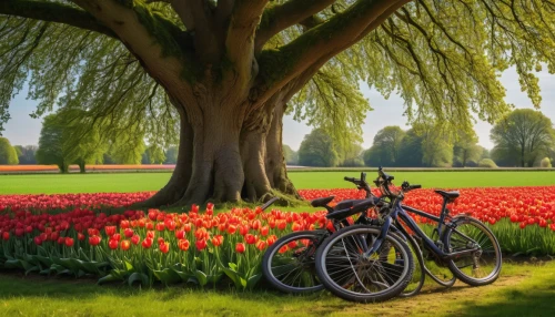 springtime background,tulip background,spring background,bicycles,bicycle ride,floral bike,flower background,bicycle,bicycle riding,netherlands,bicycling,holland,bicycle path,tulips field,tulip field,red tulips,the netherlands,spring nature,bike ride,tulpenbüten