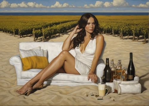 girl on the dune,winemaker,white wine,the beach-grass elke,admer dune,golden sands,wild wine,wine,wine region,wine house,bottle of wine,italian painter,oil painting on canvas,oil painting,chardonnay,white sand,beach landscape,vineyard,wines,breton,Illustration,Realistic Fantasy,Realistic Fantasy 09