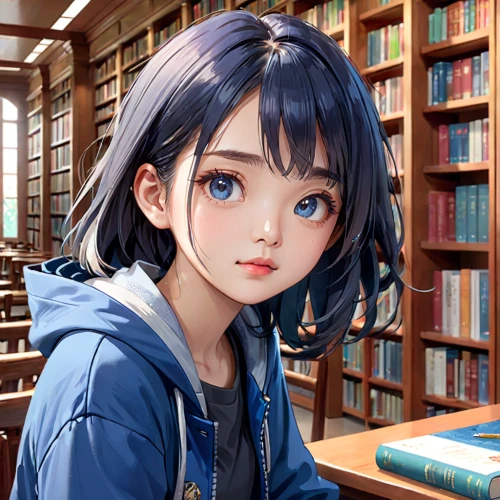 girl studying,librarian,bookworm,author,scholar,student,tutor,child with a book,library book,little girl reading,worried girl,academic,schoolgirl,study,hinata,book store,anime girl,shirakami-sanchi,cg artwork,library,Anime,Anime,General