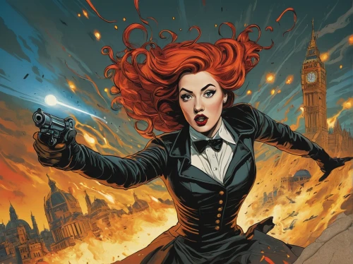 black widow,clary,transistor,sci fiction illustration,scarlet witch,female doctor,woman holding gun,fire-eater,woman pointing,pointing woman,femme fatale,lady pointing,widow,girl with a gun,vesper,evil woman,girl with gun,fire eater,city in flames,mystery book cover,Art,Artistic Painting,Artistic Painting 20