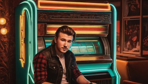 jukebox,quiff,skee ball,neon lights,pinball,rockabilly,neon sign,retro diner,rockabilly style,gambler,music chest,pomade,neon light,soda fountain,payphone,pompadour,royce,slot machines,neon coffee,arcade games,Photography,Documentary Photography,Documentary Photography 38