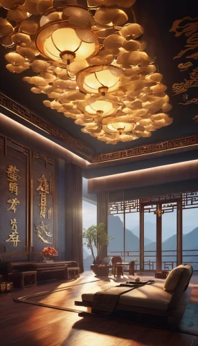 luxury home interior,ceiling construction,japanese-style room,ornate room,sky space concept,ceiling fixture,interior decoration,ceiling lighting,feng shui,ufo interior,the golden pavilion,sky apartment,ceiling-fan,chinese architecture,interior design,dragon palace hotel,modern decor,luxury hotel,interior decor,golden pavilion,Photography,Artistic Photography,Artistic Photography 15