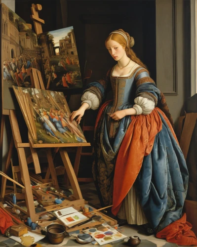 girl with cloth,girl in cloth,meticulous painting,portrait of a girl,italian painter,a girl in a dress,portrait of a woman,woman playing,painting technique,girl in a long dress,girl studying,girl with a wheel,bougereau,woman sitting,painter,painting,young woman,artist portrait,louvre,easel,Art,Classical Oil Painting,Classical Oil Painting 34