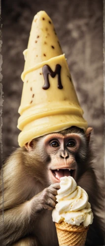 monkey banana,barbary monkey,ice cream cone,soft serve ice creams,ice cream,ice-cream,monkeys band,icecream,rhesus macaque,whipped ice cream,muisjes,monkey,macaque,ice creams,cheeky monkey,margarine,circus animal,barbary macaque,soy ice cream,sweet ice cream,Photography,Documentary Photography,Documentary Photography 02