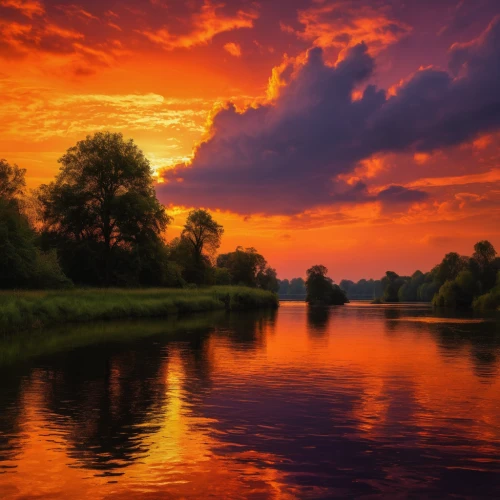 river landscape,the netherlands,dutch landscape,netherlands,holland,orange sky,beautiful landscape,splendid colors,landscapes beautiful,landscape background,nature landscape,weser,evening lake,eventide,landscape nature,incredible sunset over the lake,north baltic canal,red sky,polder,raven river,Art,Classical Oil Painting,Classical Oil Painting 06