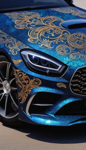 3d car wallpaper,detailed,automotive decal,mercedes amg gt roadstef,mercedes s class,mercedes-amg gt,gold paint stroke,luxury car,custom car,blue snake,mercedes-amg,luxury cars,gold lacquer,snakeskin,blue monster,personal luxury car,mercedes amg gts,luxury sports car,aston martin vanquish,mercedes-benz three-pointed star,Illustration,Realistic Fantasy,Realistic Fantasy 30