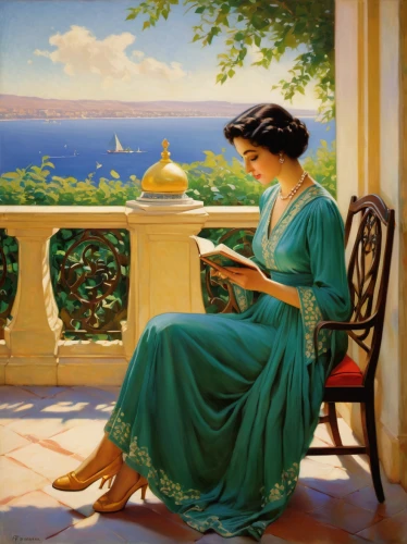 girl studying,lev lagorio,barbara millicent roberts,emile vernon,italian painter,woman at cafe,women's novels,woman playing,reading,girl at the computer,woman drinking coffee,carol m highsmith,relaxing reading,girl in the garden,meticulous painting,woman sitting,lan thom,window with sea view,child with a book,persian poet,Art,Classical Oil Painting,Classical Oil Painting 15