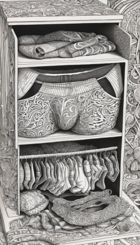 a drawer,drawer,lyre box,music chest,drawers,steamer trunk,chest of drawers,compartments,treasure chest,shoe cabinet,sarcophagus,book illustration,compartment,cabinet,sideboard,armoire,wooden box,autopsy,cabinetry,toolbox,Illustration,Black and White,Black and White 11