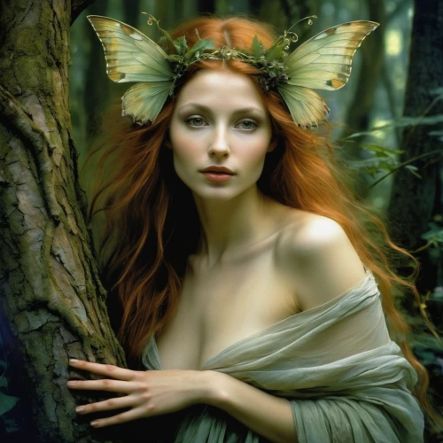 faerie,faery,dryad,faun,fairy queen,the enchantress,fae,fantasy art,fairy,fantasy portrait,mystical portrait of a girl,fantasy woman,cupido (butterfly),druids,fantasy picture,celtic woman,sorceress,fairies aloft,rusalka,water nymph,Illustration,Realistic Fantasy,Realistic Fantasy 14