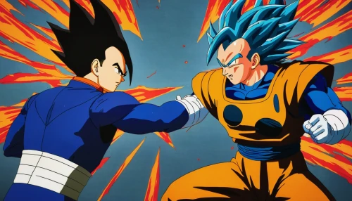 dragon ball z,dragon ball,vegeta,fist bump,confrontation,dragonball,duel,sparring,fight,battle,friendly punch,fighting poses,shaking hands,son goku,arm wrestling,goku,historical battle,punch,shake hands,shake hand,Art,Artistic Painting,Artistic Painting 08