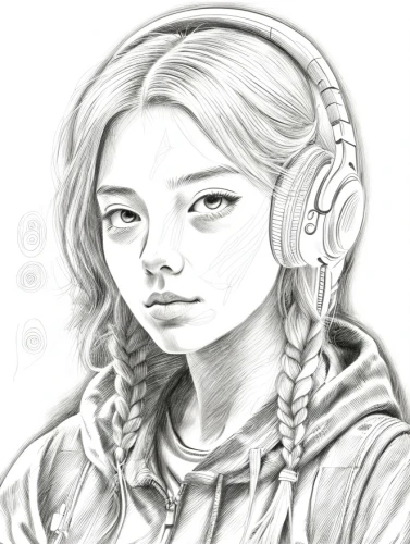 girl drawing,girl portrait,headset profile,headphone,headset,lotus art drawing,pencil drawing,headphones,angel line art,digital drawing,graphite,girl with speech bubble,earphone,listening to music,digital art,jaya,wireless headset,young girl,portrait of a girl,hearing,Design Sketch,Design Sketch,Character Sketch