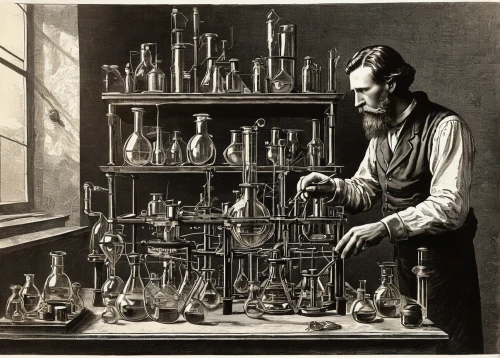 chemist,scientific instrument,laboratory flask,chemical laboratory,watchmaker,distillation,laboratory,candlemaker,alchemy,clockmaker,apothecary,erlenmeyer flask,erlenmeyer,theoretician physician,laboratory equipment,scientist,creating perfume,microscope,natural scientists,science education,Illustration,Retro,Retro 24