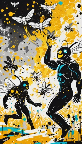splatter,graffiti splatter,sci fiction illustration,superhero background,swarm,rainmaker,space walk,paint splatter,game illustration,swarm of bees,pollinate,spatter,art background,particles,exploding,swarms,bee colony,mobile video game vector background,psychedelic art,electro,Art,Artistic Painting,Artistic Painting 42