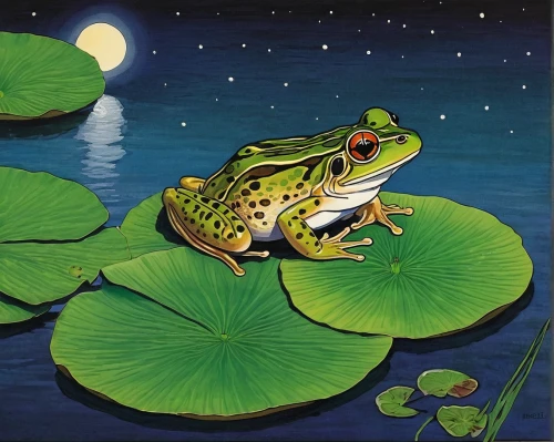 jazz frog garden ornament,wallace's flying frog,frog through,green frog,pond frog,frog king,kawaii frogs,frog gathering,southern leopard frog,frog background,northern leopard frog,water frog,bull frog,litoria fallax,kawaii frog,litoria caerulea,tree frogs,pacific treefrog,kissing frog,bullfrog,Illustration,Japanese style,Japanese Style 05