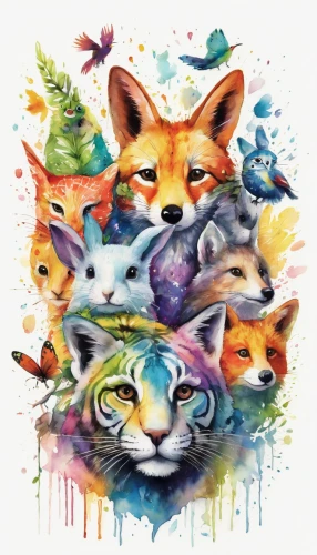 fox stacked animals,foxes,animal stickers,fox,watercolour fox,watercolor cat,animal portrait,animal icons,round animals,winter animals,felines,animal faces,fauna,whimsical animals,cat family,forest animals,animal feline,woodland animals,christmas animals,animals,Illustration,Paper based,Paper Based 03