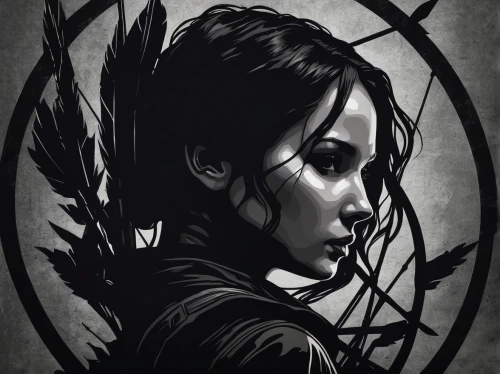 katniss,black widow,dark angel,the witch,swath,vector art,vector illustration,huntress,vector graphic,lotus art drawing,widow,black crow,croft,mourning swan,dark art,black raven,widow spider,frame illustration,the enchantress,the hunger games,Conceptual Art,Fantasy,Fantasy 13