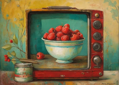 cherries in a bowl,red raspberries,pomegranate,raspberries,red currant,fruit bowl,cherries,oil painting on canvas,sweet cherries,bowl of fruit in rain,quark raspberries,oil painting,oil on canvas,red berries,rowanberries,bowl of fruit,television,summer still-life,heart cherries,red currants,Illustration,Abstract Fantasy,Abstract Fantasy 07