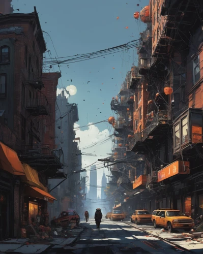 chinatown,china town,alleyway,slums,post-apocalyptic landscape,evening atmosphere,world digital painting,city scape,street canyon,cityscape,kowloon city,alley,street scene,narrow street,kowloon,destroyed city,evening city,late afternoon,post apocalyptic,blind alley,Conceptual Art,Sci-Fi,Sci-Fi 01