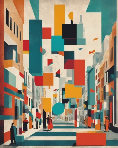 abstract retro,colorful city,travel poster,metropolis,art deco background,city corner,pedestrian,cityscape,cities,art deco,street scene,city blocks,city scape,panoramical,urban design,vector graphic,adobe illustrator,urbanization,vector art,casablanca,Art,Artistic Painting,Artistic Painting 46