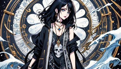 shinigami,clockmaker,water-the sword lily,watchmaker,gothic fashion,undertaker,gothic woman,priestess,gothic style,sorceress,gothic,nine-tailed,gothic portrait,swath,bellflowers,goth,black crow,the son of lilium persicum,gothic dress,alice,Anime,Anime,General