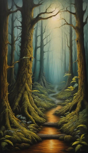 forest landscape,forest path,forest glade,forest road,deciduous forest,enchanted forest,forest background,the mystical path,hollow way,elven forest,pathway,forest of dreams,riparian forest,swampy landscape,coniferous forest,hiking path,spruce forest,fairy forest,the forest,the forests,Illustration,Realistic Fantasy,Realistic Fantasy 34