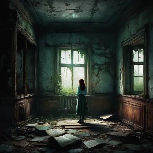 abandoned room,lostplace,lost place,photo manipulation,abandoned place,derelict,lost places,disused,photomanipulation,abandoned places,abandoned,asylum,abandon,abandoned house,the little girl's room,empty room,decay,the threshold of the house,abandonded,self-abandonment,Illustration,Abstract Fantasy,Abstract Fantasy 01
