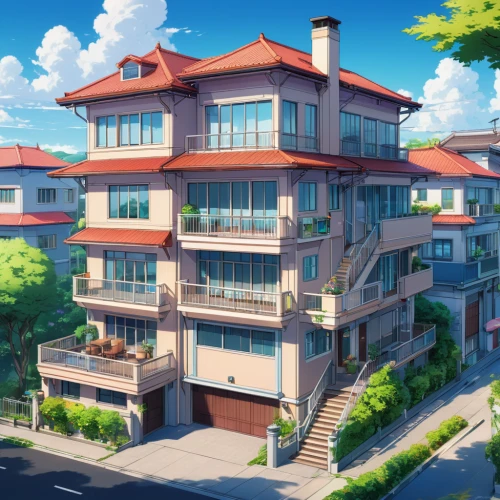 apartment house,apartment complex,sky apartment,apartment building,apartment block,an apartment,apartments,shared apartment,residential,apartment,balconies,apartment buildings,apartment-blocks,block balcony,apartment blocks,townhouses,roof landscape,japanese architecture,block of flats,holiday complex,Illustration,Japanese style,Japanese Style 03