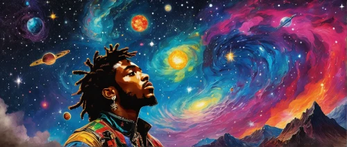rastaman,spacefill,astronomical,cosmic,guru,the universe,creator,spaceman,space art,universe,astral traveler,ascension,wallpaper,hd wallpaper,would a background,galaxy,vibration,fire background,prophet,pachamama,Art,Classical Oil Painting,Classical Oil Painting 08