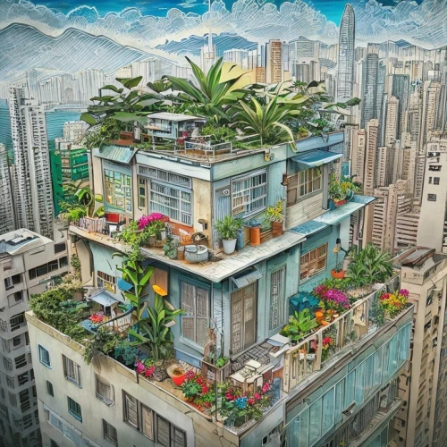 sky apartment,balcony garden,roof garden,eco-construction,urban design,mixed-use,hong kong,tropical house,container plant,eco hotel,cube house,apartment building,roof terrace,skyscraper,roof landscape,multi-storey,cubic house,penthouse apartment,an apartment,skyscraper town,Art sketch,Art sketch,Concept