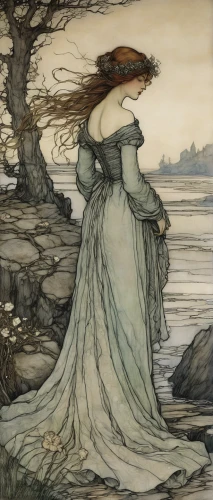 arthur rackham,kate greenaway,rusalka,the blonde in the river,the wind from the sea,the sea maid,mucha,tour to the sirens,alfons mucha,water-the sword lily,girl on the river,the night of kupala,siren,faery,lilian gish - female,faerie,amano,the shallow sea,fae,edward lear,Illustration,Retro,Retro 25