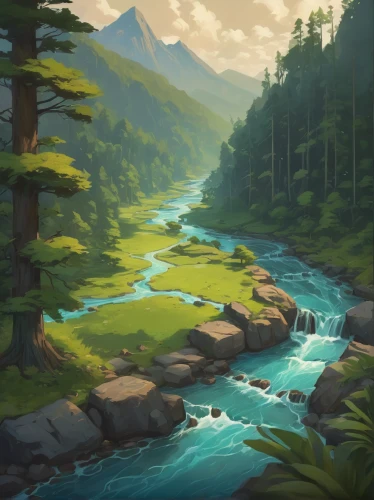 river landscape,a river,landscape background,mountain river,streams,mountain stream,flowing creek,mountain spring,stream,world digital painting,valley,mountain landscape,a small waterfall,high landscape,mountains,nature landscape,river juniper,mountainous landscape,ash falls,fantasy landscape,Conceptual Art,Oil color,Oil Color 12