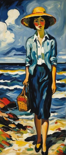 woman with ice-cream,david bates,the sea maid,man at the sea,vincent van gough,woman sitting,woman holding pie,post impressionist,el mar,post impressionism,girl with bread-and-butter,woman at cafe,woman holding a smartphone,breton,woman walking,people on beach,man with umbrella,beach landscape,gondolier,italian painter,Art,Artistic Painting,Artistic Painting 37