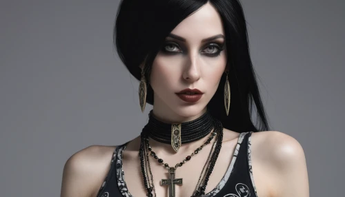 gothic fashion,gothic woman,gothic style,gothic portrait,goth woman,necklace,dark gothic mood,dark elf,gothic,ancient egyptian girl,jewelry,drusy,render,elven,pearl necklace,pearl necklaces,dita,3d rendered,callisto,goth