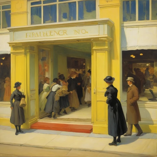 women at cafe,the sale,woman shopping,street scene,the consignment,the coffee shop,woman at cafe,1920s,the evening light,commerce,night scene,spectator,1900s,evening atmosphere,jewelry store,the victorian era,1906,1905,woman with ice-cream,in the evening,Art,Classical Oil Painting,Classical Oil Painting 20