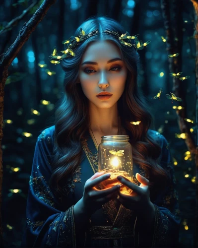 mystical portrait of a girl,fairy lights,fortune telling,candlelight,tea-lights,candlelights,candle light,fireflies,divination,faery,faerie,light of night,sorceress,romantic portrait,fairy lanterns,magical,fantasy portrait,fantasy picture,crystal ball-photography,candlemaker,Photography,Artistic Photography,Artistic Photography 12