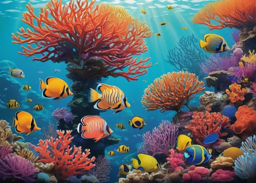 coral reef,anemone fish,coral reef fish,underwater background,school of fish,aquarium,coral fish,sea life underwater,coral reefs,aquarium decor,great barrier reef,marine life,marine diversity,aquarium fish,underwater landscape,marine fish,underwater world,ocean underwater,amphiprion,sea-life,Illustration,American Style,American Style 12