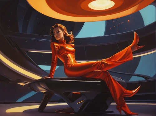 sci fiction illustration,cg artwork,asuka langley soryu,scarlet witch,lady in red,art deco woman,darth talon,symetra,man in red dress,transistor,pioneer 10,fantasia,retro woman,andromeda,vesper,atomic age,space art,sci fi,saucer,cassiopeia,Conceptual Art,Daily,Daily 12