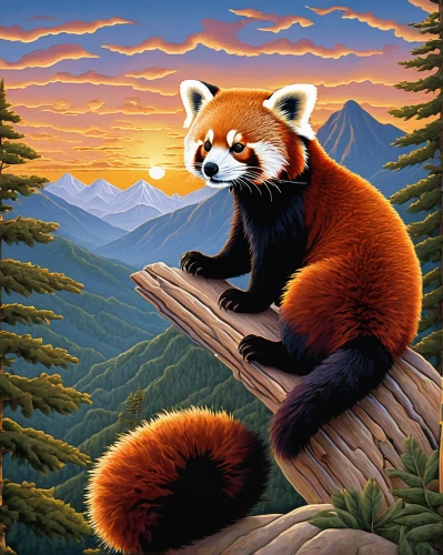 red panda,mozilla,firefox,colored pencil background,panda,ring-tailed,north american raccoon,oil painting on canvas,frederic church,khokhloma painting,rocket raccoon,wall,oil painting,autumn icon,oil on canvas,portrait background,chinese panda,bamboo,fauna,pandabear,Conceptual Art,Daily,Daily 33
